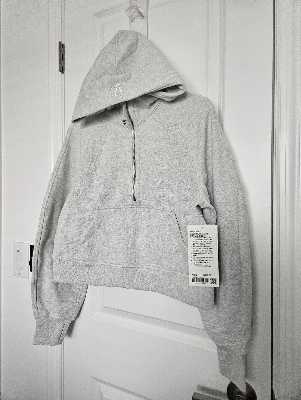 NWT Lululemon Scuba Oversized Half-Zip Hoodie Heathered Core Light Grey XS/S